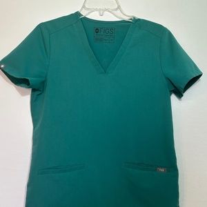 Figs Scrubs Top Technical Collection Marine Color V Neck  Sz XS  72% Polyester,